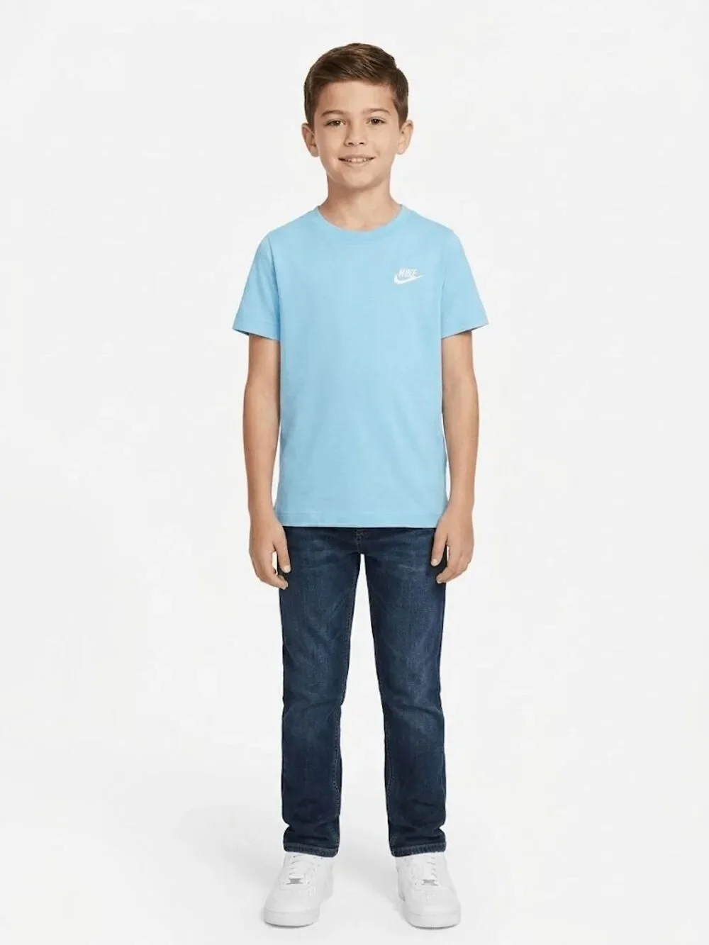 Nike Youth Boys Light Blue Graphic T-Shirt Size XS Short Sleeve Athletic Tee